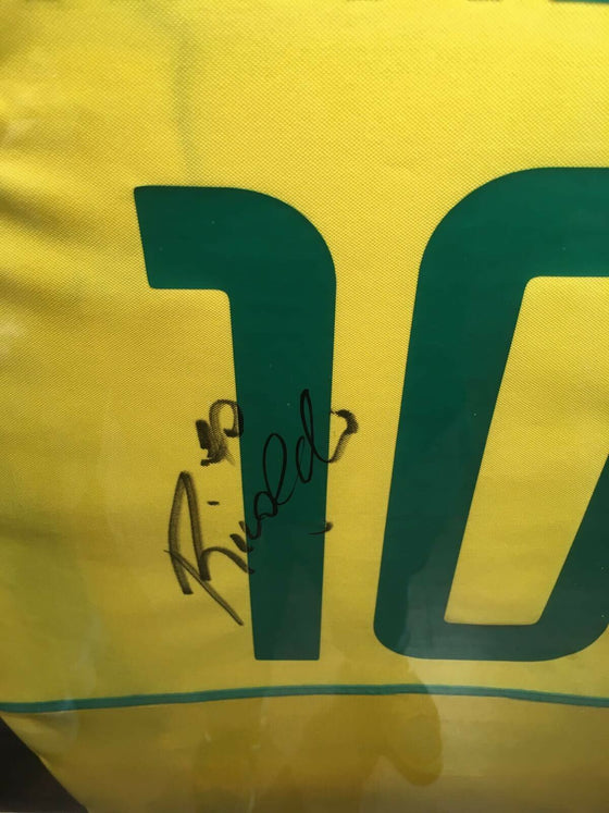 Rivaldo Signed & Framed Brazil Jersey 2002 WORLD CUP JERSEY AFTAL COA (A)