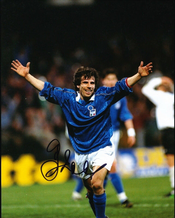 Gianfranco Zola Signed 10X8 Photo Chelsea FC & Italy AFTAL COA (1299)
