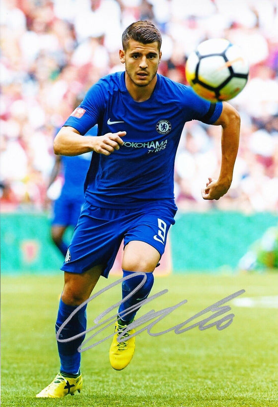 Alvaro Morata Signed 12X8 Photo Chelsea F.C. Genuine Signature AFTAL COA (9104)