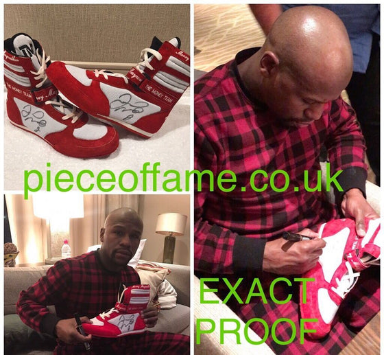 Floyd Mayweather Signed TMT Boxing Boot With Proof Signed In New York City AFTAL