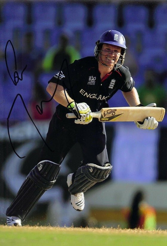 Eoin Morgan Signed 12X8 Photo England Cricket Legend AFTAL COA (2631)