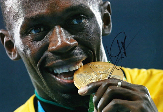 Usain Bolt Signed 12X8 PHOTO DISPLAY Olympics JAMAICA AFTAL COA (Q)