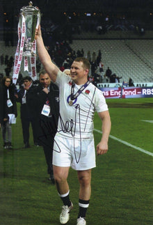  Dylan Hartley Signed 12X8 England Rugby Grand Slam Winner AFTAL COA (2111)