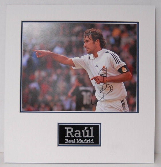 Raul Signed 14X11 Photo Real Madrid Mounted Photo Display AFTAL COA (D)