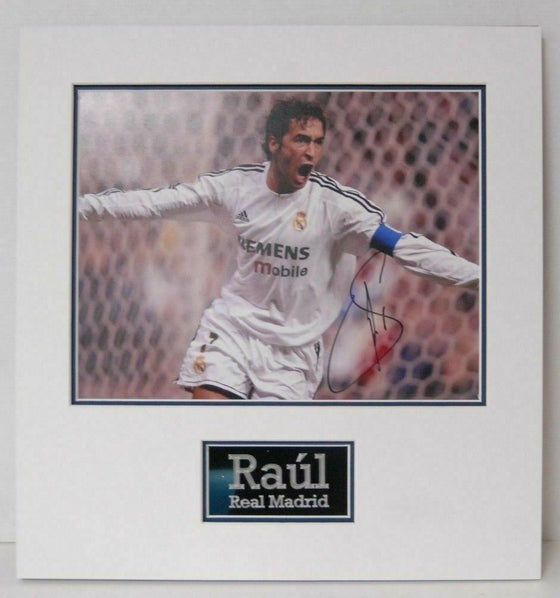 Raul Signed 14X11 Photo Real Madrid Mounted Photo Display AFTAL COA (F)
