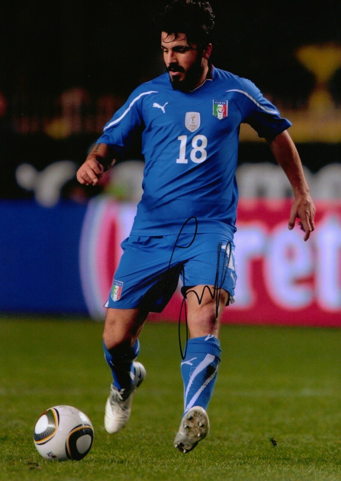 Gennaro Gattuso Genuine Hand Signed 12x8 Photo Italy World Cup