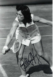 Billie Jean King Signed Autograph In Person 12x8 Photo Action Shot