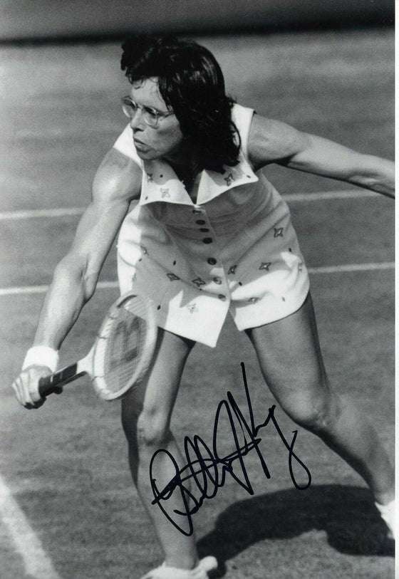 Billie Jean King Signed Autograph In Person 12x8 Photo Action Shot