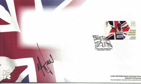 Mo Farah SIGNED OLYMPIC 1ST DAY COVER London 2012 Double Gold Medalist (Z)