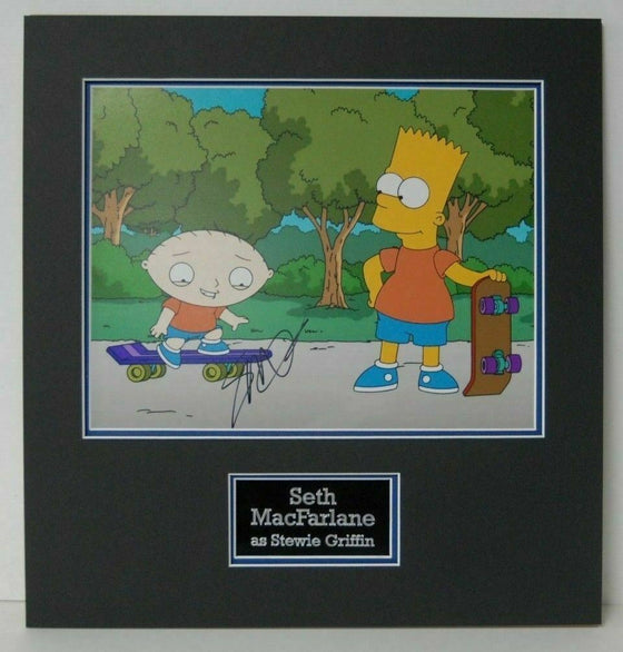 Seth MacFarlane Signed Photo Mount Display Stewie Griffin Family Guy AFTAL COA