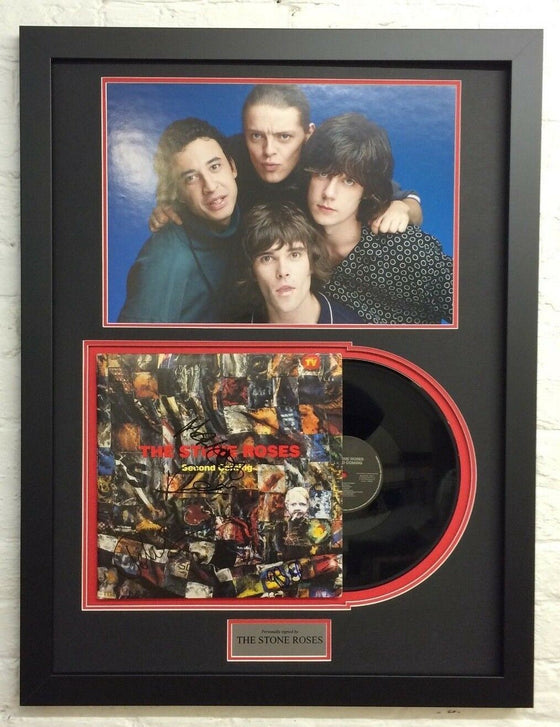 The Stone Roses FRAMED Signed Vinyl BROWN SQUIRE MANI & RENI AFTAL COA (D)