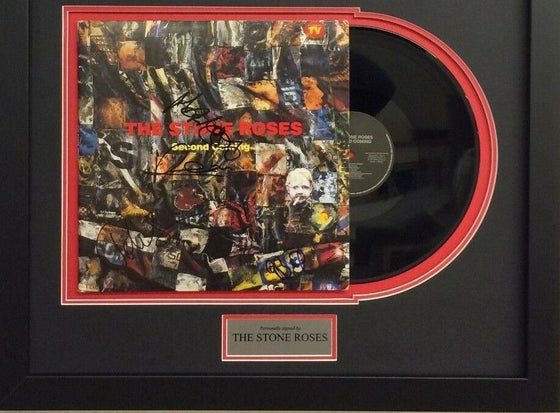 The Stone Roses FRAMED Signed Vinyl BROWN SQUIRE MANI & RENI AFTAL COA (D)