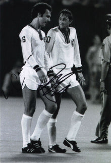  Franz Beckenbauer & Johan Cruyff Signed 12X8 Genuine AFTAL COA (1647)