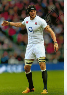  Tom WOOD Signed 12X8 England & Northampton Rugby AFTAL COA (2210)