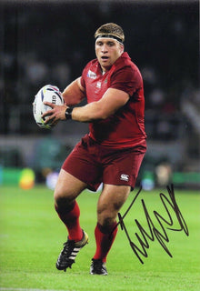 Tom YOUNGS Signed 12X8 England & Lions LEICESTER Rugby AFTAL COA (2125)
