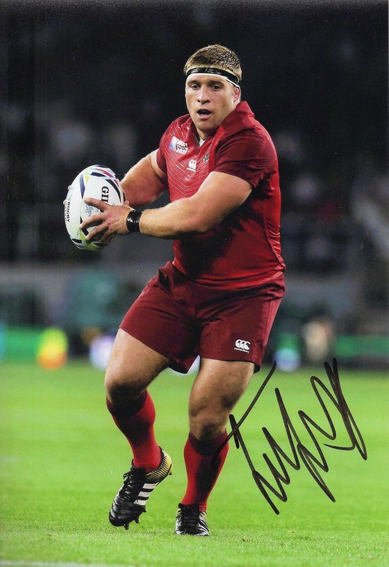 Tom YOUNGS Signed 12X8 England & Lions LEICESTER Rugby AFTAL COA (2125)