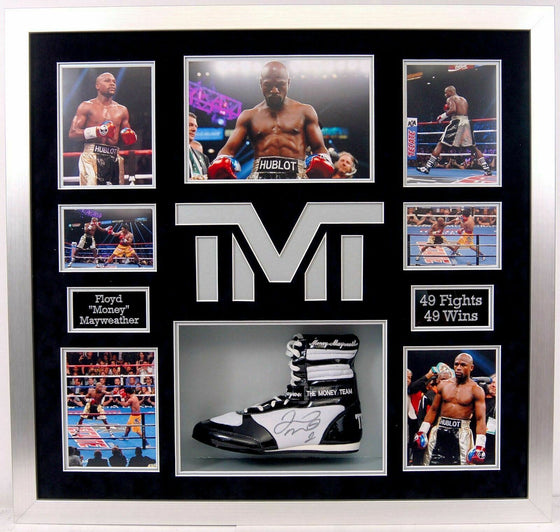 Floyd Mayweather Signed & FRAMED TMT Boxing Boot EXACT Proof AFTAL