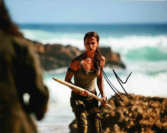 Alicia Vikander SIGNED 10X8 Photo Sexy Image Tomb Raider AFTAL COA (5591)