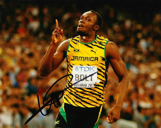 Usain Bolt Signed 10X8 PHOTO DISPLAY Olympics JAMAICA AFTAL COA (J)