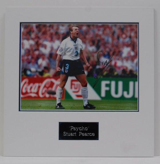Stuart Pearce Genuine Hand Signed 16X12 MOUNTED Photo Euro 96 "PSYCHO IMAGE"