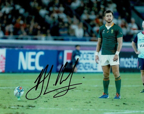 Handre Pollard Signed 10X8 2019 Rugby World Cup South Africa AFTAL COA (J)