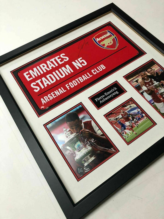 Pierre-Emerick Aubameyang SIGNED & FRAMED Arsenal F.C. Street Sign AFTAL COA (B)
