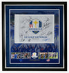Ryder Cup Team Signed & Framed 2018 Paris PIN FLAG Signed BY 13 AFTAL With COA