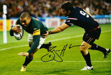  Bryan Habana Signed 12X8 Photo SPRINGBOKS South Africa AFTAL COA (2103)