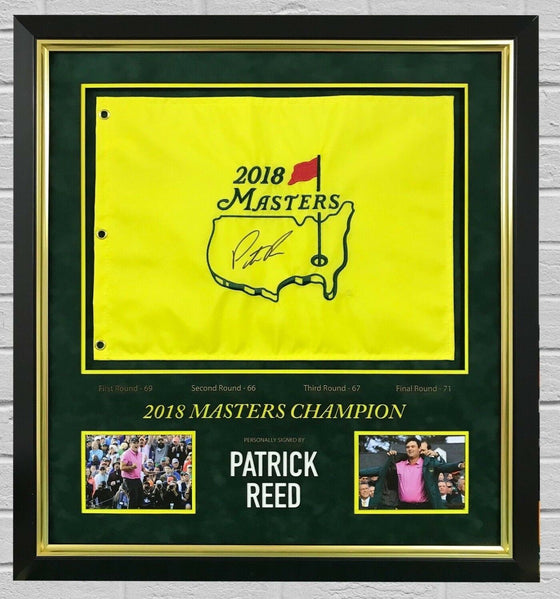 Patrick Reed SIGNED & Framed 2018 MASTERS FLAG Autograph AFTAL COA (FTOMM)