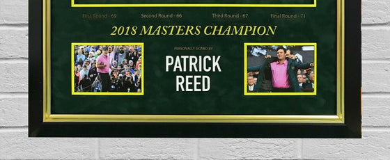 Patrick Reed SIGNED & Framed 2018 MASTERS FLAG Autograph AFTAL COA (FTOMM)
