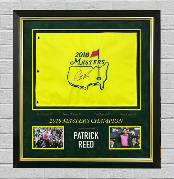 Patrick Reed SIGNED & Framed 2018 MASTERS FLAG Autograph AFTAL COA (FTOMM)