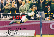  Bryan Habana Signed 12X8 Photo SPRINGBOKS South Africa AFTAL Certificate COA (E)