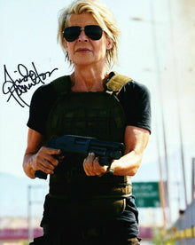  Linda Hamilton Signed 10X8 Photo Terminator DARK FATE AFTAL COA (E)