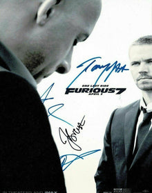  FAST & FURIOUS 7 CAST Signed 14X11 By 4 INC JORDANA BREWSTER AFTAL COA