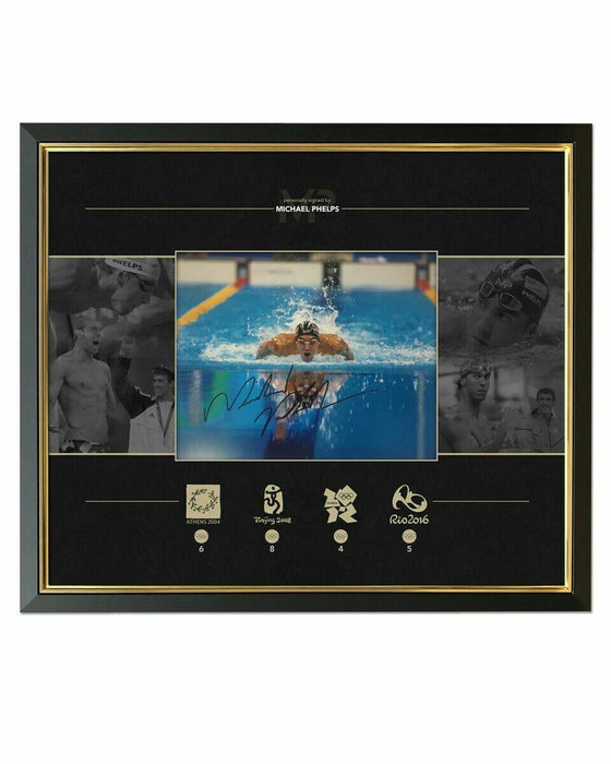 Michael Phelps Signed & Framed 10X8 Photo Olympic Memorabilia AFTAL COA