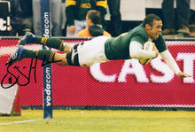 Bryan Habana Signed 12X8 Photo SPRINGBOKS South Africa AFTAL Certificate COA (H)