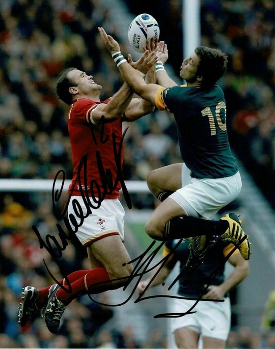 Jamie Roberts & Handre Pollard Signed 10X8 South Africa Wales AFTAL COA (L)
