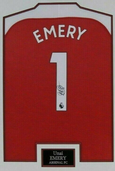 Unai Emery SIGNED & FRAMED Arsenal F.C. Shirt AFTAL COA (A)