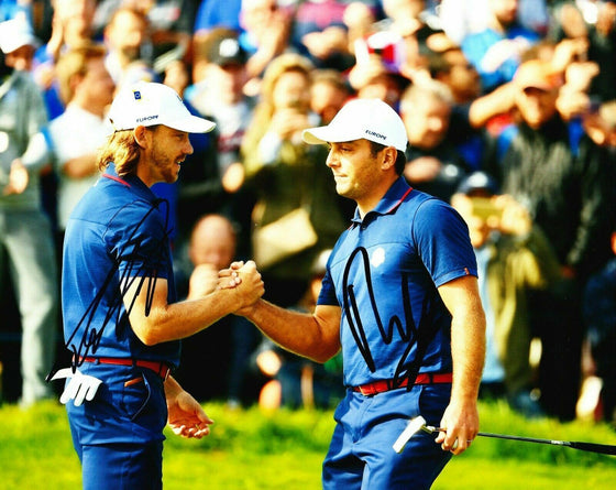 Tommy Fleetwood & Francesco Molinari Signed 10X8 PHOTO Ryder Cup AFTAL COA (G)