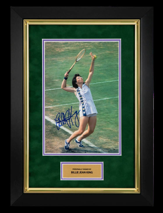 Billie Jean King Signed & Framed 12X8 Photo Wimbledon AFTAL COA (M)