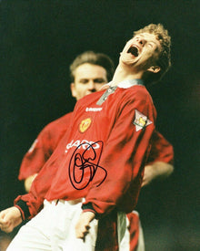  Ole Gunnar Solskjaer Signed 10X8 Photo Manchester United F.C. AFTAL COA (1182)