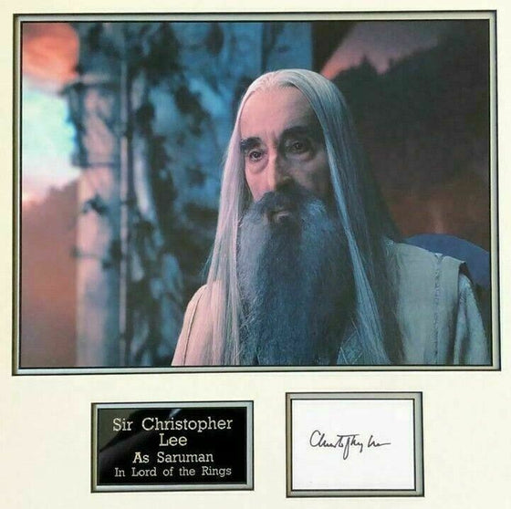 Christopher Lee Signed & FRAMED Photo Mount Display LORD OF THE RINGS AFTAL COA