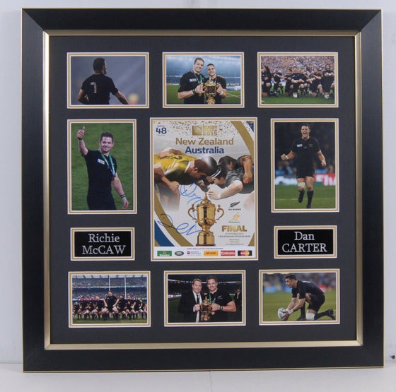 Dan Carter & Richie McCaw SIGNED & Framed RUGBY WORLD CUP PROGRAMME (FTO)