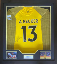  Alisson Becker Signed & Framed Shirt Liverpool FC Genuine Autograph AFTAL COA