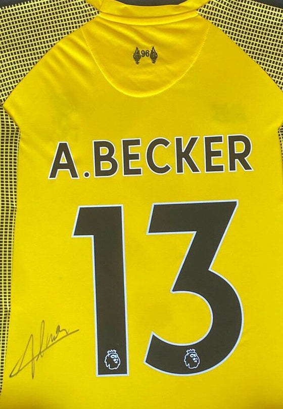 Alisson Becker Signed & Framed Shirt Liverpool FC Genuine Autograph AFTAL COA