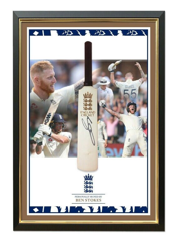 Ben Stokes Signed & Framed Mini Bat England CRICKET WORLD CUP 2019 AFTAL COA (A)