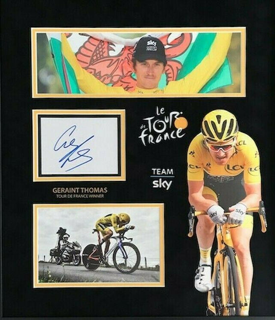 Geraint Thomas Tour De France SIGNED AUTOGRAPH Photo Mount Display AFTAL COA