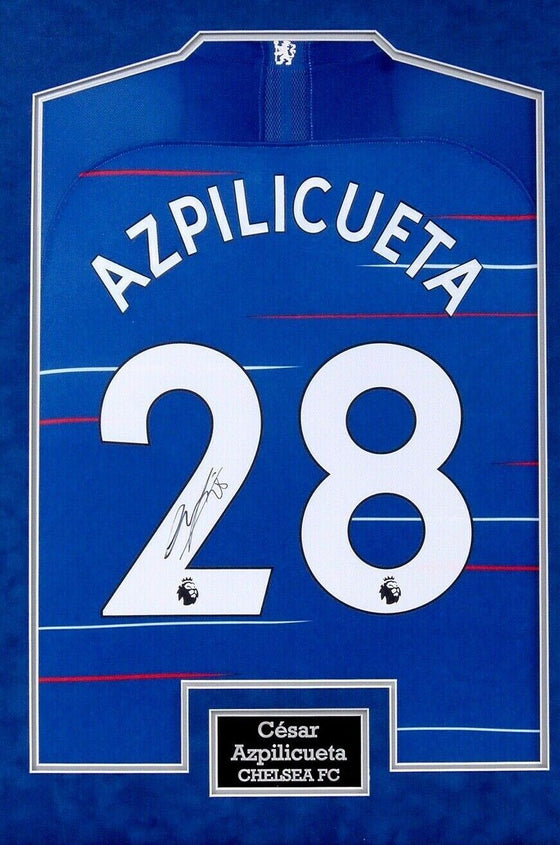 Cesar Azpilicueta Signed & Framed Shirt Chelsea FC AFTAL COA (A)