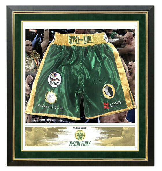 Tyson FURY Signed & FRAMED BOXING TRUNKS Genuine Signature AFTAL COA