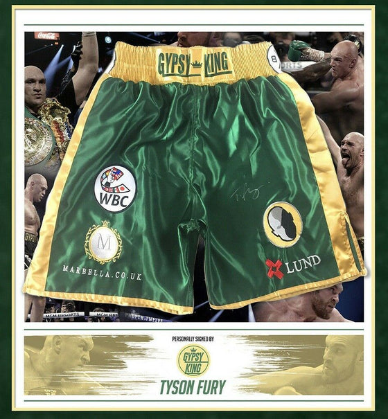 Tyson FURY Signed & FRAMED BOXING TRUNKS Genuine Signature AFTAL COA